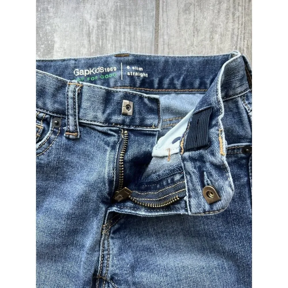 Gap Kids Boy Stretch Denim Jeans Washwell Straight Leg Light Wash 6 Slim School.
